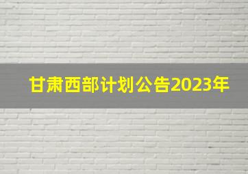 甘肃西部计划公告2023年