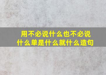 用不必说什么也不必说什么单是什么就什么造句