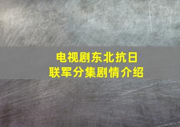 电视剧东北抗日联军分集剧情介绍