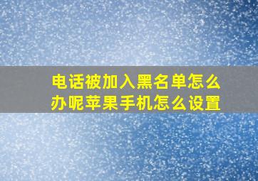 电话被加入黑名单怎么办呢苹果手机怎么设置