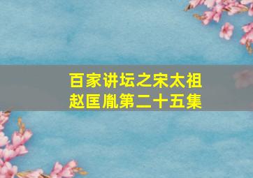 百家讲坛之宋太祖赵匡胤第二十五集