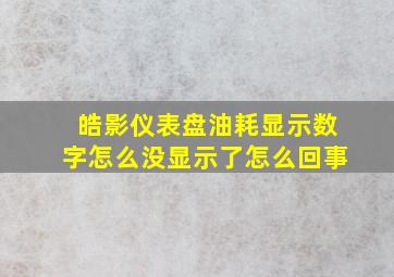 皓影仪表盘油耗显示数字怎么没显示了怎么回事