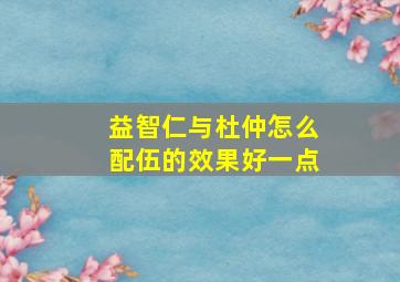 益智仁与杜仲怎么配伍的效果好一点