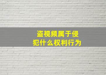 盗视频属于侵犯什么权利行为