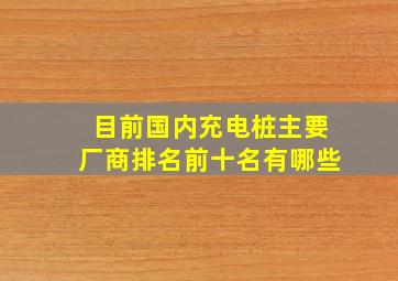 目前国内充电桩主要厂商排名前十名有哪些