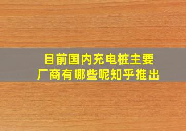 目前国内充电桩主要厂商有哪些呢知乎推出