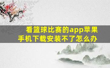 看篮球比赛的app苹果手机下载安装不了怎么办