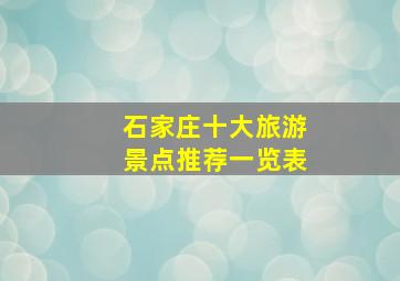 石家庄十大旅游景点推荐一览表