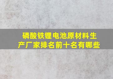 磷酸铁锂电池原材料生产厂家排名前十名有哪些