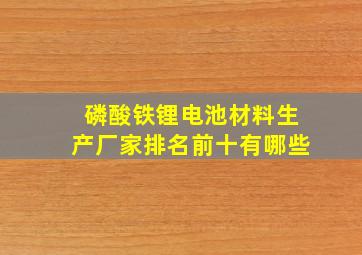 磷酸铁锂电池材料生产厂家排名前十有哪些