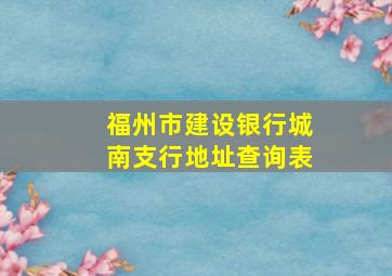 福州市建设银行城南支行地址查询表