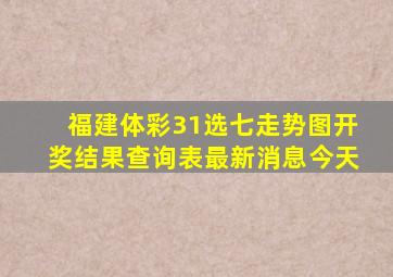 福建体彩31选七走势图开奖结果查询表最新消息今天