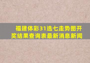 福建体彩31选七走势图开奖结果查询表最新消息新闻