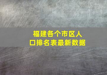 福建各个市区人口排名表最新数据