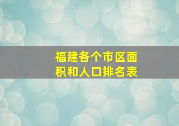 福建各个市区面积和人口排名表