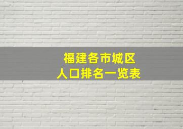 福建各市城区人口排名一览表