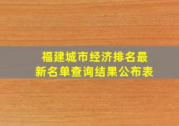 福建城市经济排名最新名单查询结果公布表