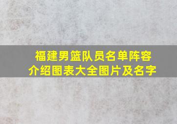 福建男篮队员名单阵容介绍图表大全图片及名字