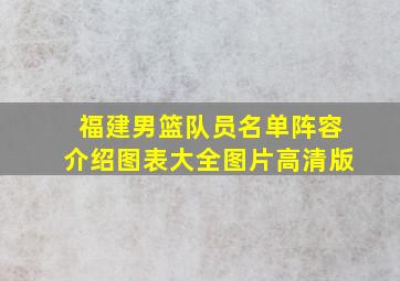 福建男篮队员名单阵容介绍图表大全图片高清版