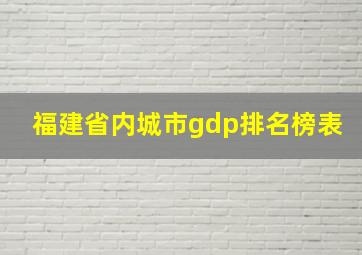 福建省内城市gdp排名榜表