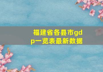 福建省各县市gdp一览表最新数据