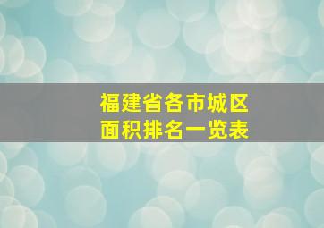 福建省各市城区面积排名一览表