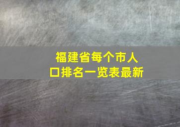 福建省每个市人口排名一览表最新