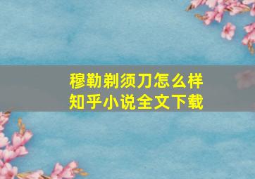 穆勒剃须刀怎么样知乎小说全文下载