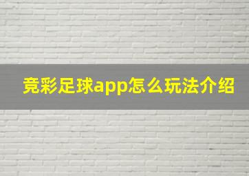 竞彩足球app怎么玩法介绍