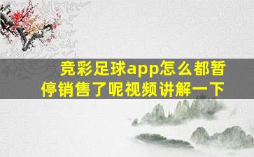 竞彩足球app怎么都暂停销售了呢视频讲解一下