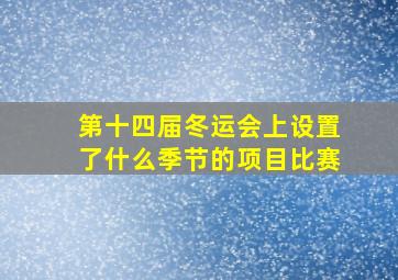 第十四届冬运会上设置了什么季节的项目比赛