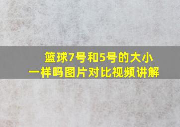 篮球7号和5号的大小一样吗图片对比视频讲解