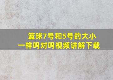 篮球7号和5号的大小一样吗对吗视频讲解下载