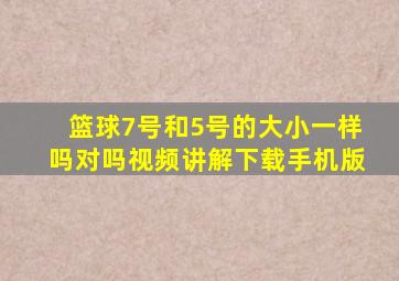 篮球7号和5号的大小一样吗对吗视频讲解下载手机版