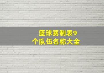 篮球赛制表9个队伍名称大全