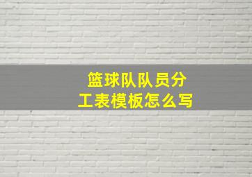 篮球队队员分工表模板怎么写