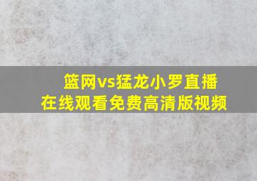 篮网vs猛龙小罗直播在线观看免费高清版视频