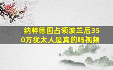 纳粹德国占领波兰后350万犹太人是真的吗视频