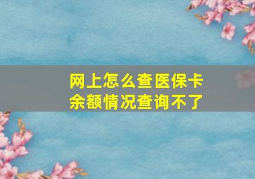 网上怎么查医保卡余额情况查询不了