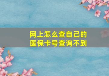 网上怎么查自己的医保卡号查询不到