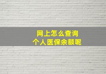 网上怎么查询个人医保余额呢