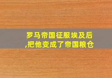 罗马帝国征服埃及后,把他变成了帝国粮仓