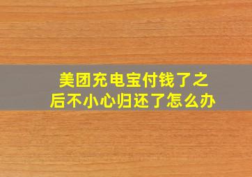 美团充电宝付钱了之后不小心归还了怎么办