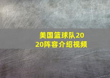 美国篮球队2020阵容介绍视频