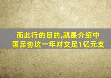 而此行的目的,就是介绍中国足协这一年对女足1亿元支