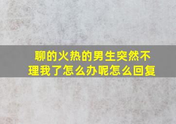 聊的火热的男生突然不理我了怎么办呢怎么回复