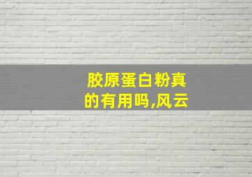 胶原蛋白粉真的有用吗,风云