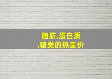 脂肪,蛋白质,糖类的热量价