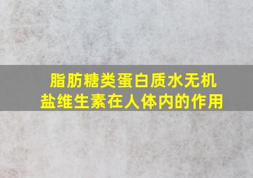 脂肪糖类蛋白质水无机盐维生素在人体内的作用