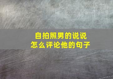 自拍照男的说说怎么评论他的句子